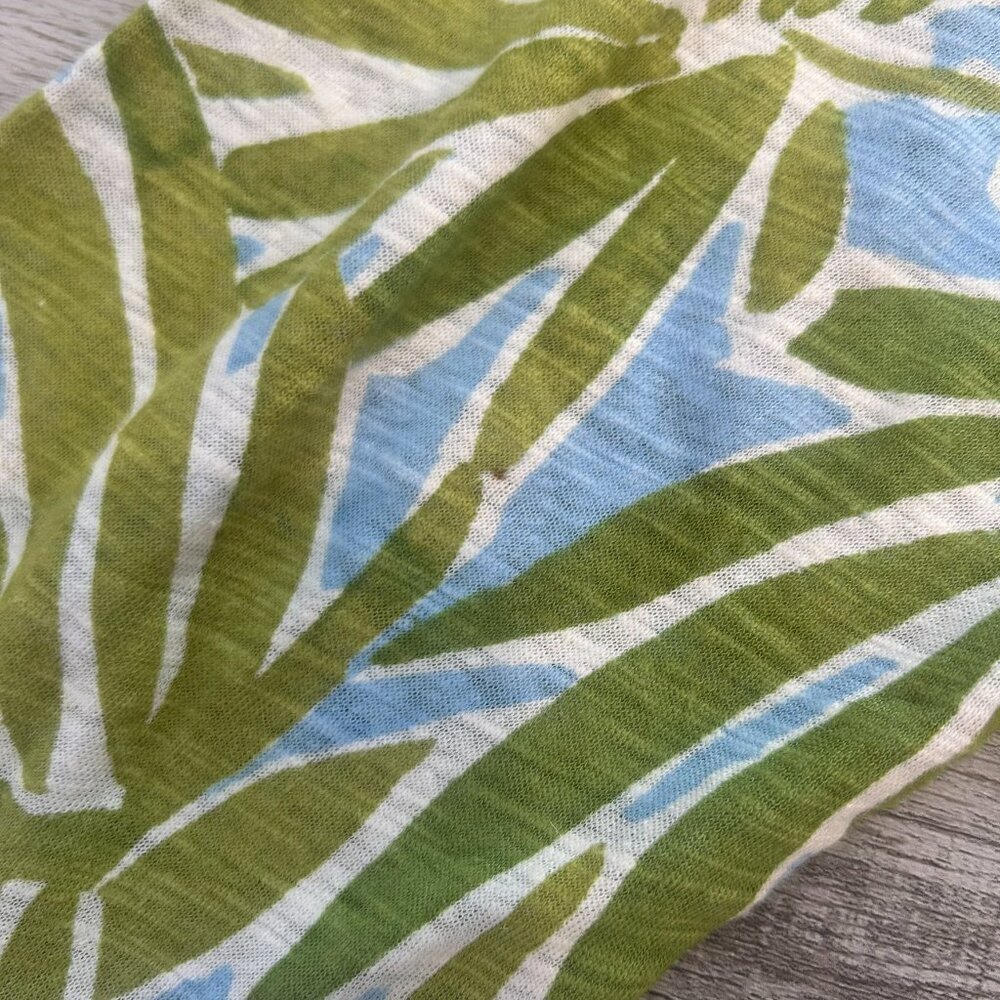 Sigrid Oleson Linen Blend Green Botanical 3/4 Sleeve Top S49 - Picture 5 of 5